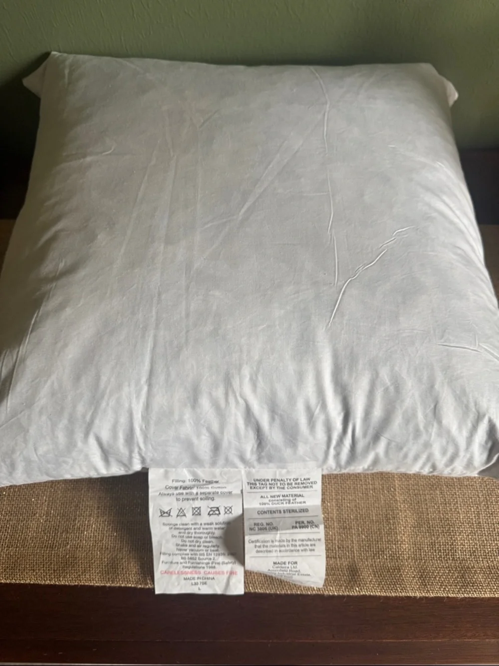 Feather Pillow Insert 16”x 16”